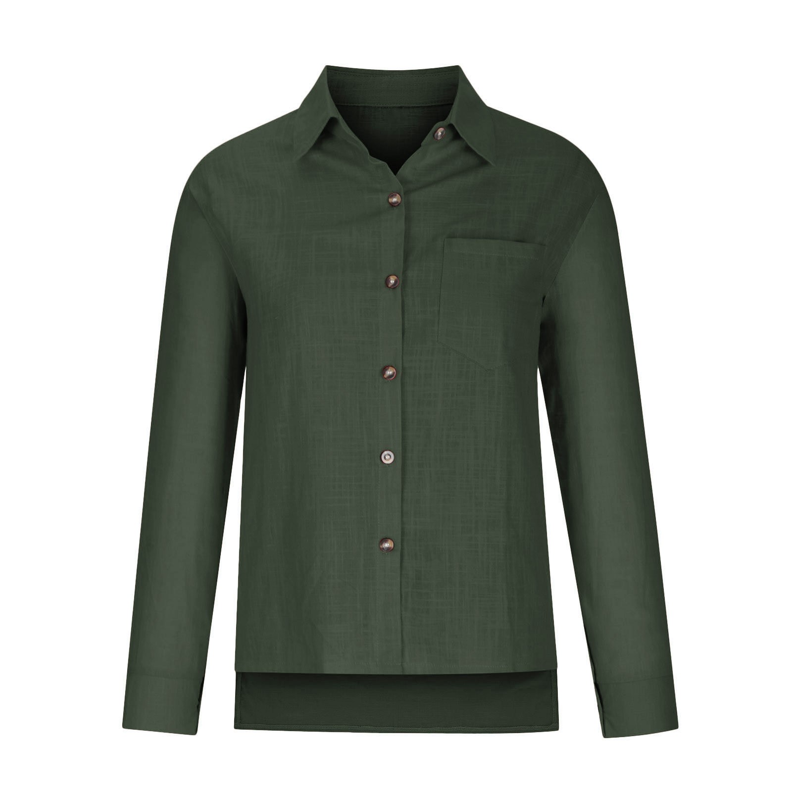 thumbnail image 4 of Camisa informal de manga larga con botones para mujer: cuello en V, tejido de punto, mezcla de spandex, primavera/otoño, multicolor, tallas S-XXL, 4 of 6
